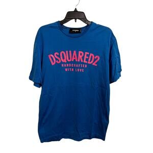 DSQUARED2 Blue Graphic T-Shirt - “Handcrafted With Love” - Size XL